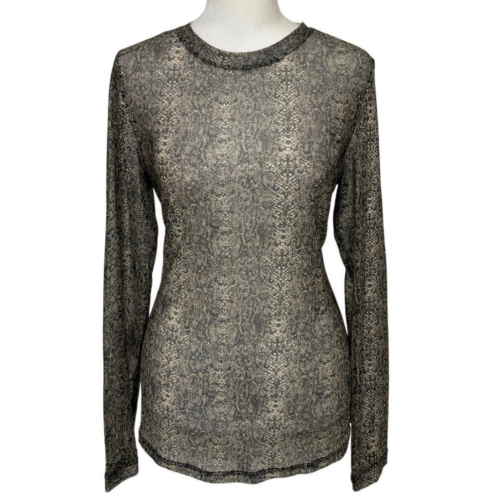 Vylette Y2K Sheer Mesh Snakeskin Print Long Sleeve Top Size M Whimsigoth Indie